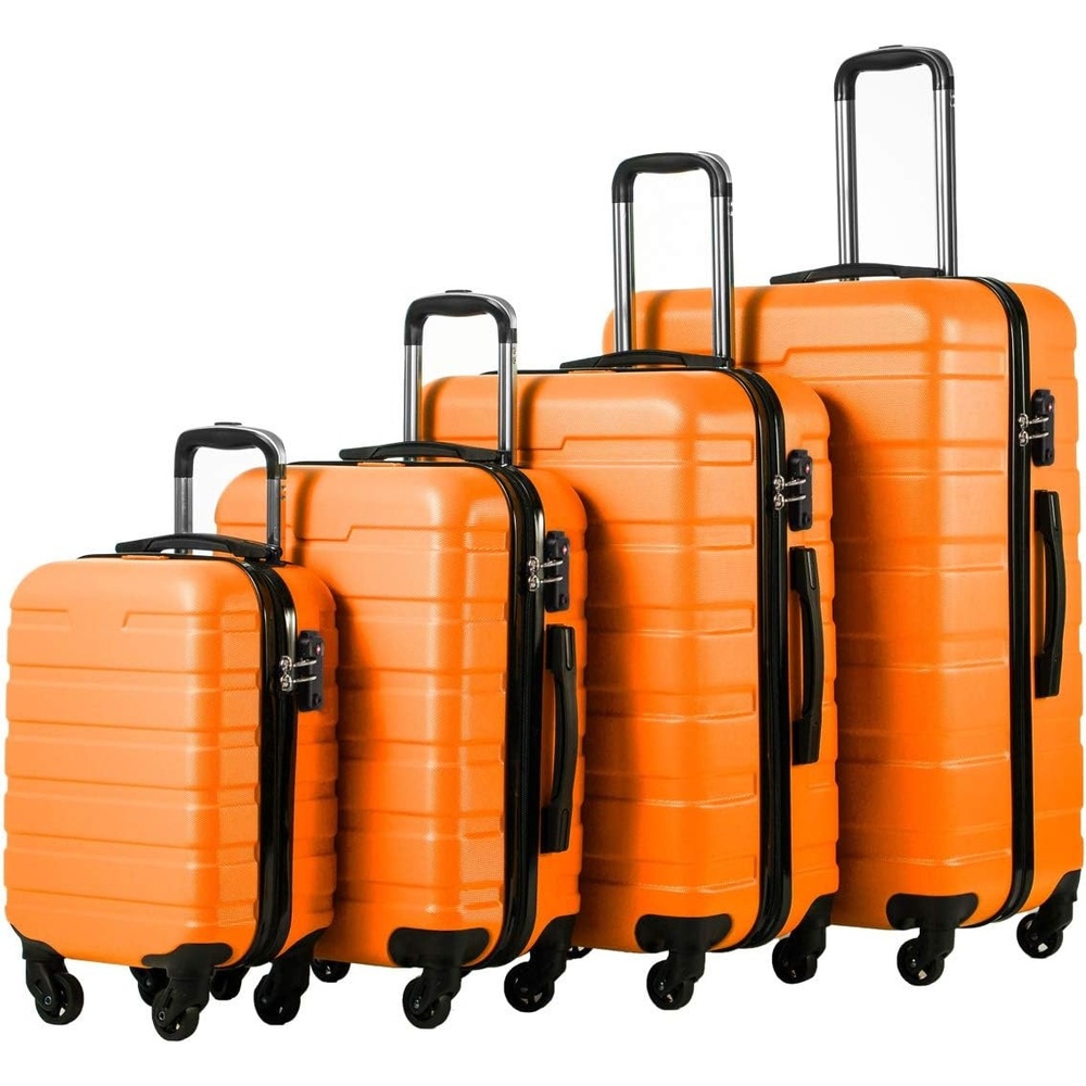 image:imageCoolife Luggage Set Lightweight Durable Hardshell 4 piece Navy  suitcase set with 360 Spinner Wheels TSAapproved Lock Checked Family Travel 16202428 InchFamily SetOrange