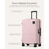 Coolife Luggage 3 Piece Set, Lightweight PC Hardside Suitcases, 20/24/28 | Expandable 20-Inch Carry-On, Dual Spinner Wheels, TSA-Approved Lock, Upgraded PC Hardshell, Durable Travel Suitcases(Pink)