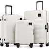 Coolife Luggage 3 Piece Set, Lightweight PC Hardside Suitcases, 20/24/28 | Expandable 20-Inch Carry-On, Dual Spinner Wheels, TSA-Approved Lock, Upgraded PC Hardshell, Durable Travel Suitcases(White)