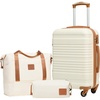Coolife Luggage 6 Piece Set, Hardside Suitcases with Spinners, 16/20/24/28 | Lightweight ABS+PC Hardside Suitcases, TSA Lock, Duffel Bag with Back Sleeve, Toiletry Bag, Family Travel(White)