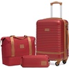 Coolife Luggage Set Carry On Suitcase,5 piece, Dark Green(DB/TB/20/24/28) | 360° Spinner Wheels;Convenient Trolley Sleeve;Water-Resistant Fabric;Fully-Lined Zipper Interior;Lightweight ABS(Red)