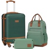 Coolife Luggage Set Carry On Suitcase,5 piece, Dark Green(DB/TB/20/24/28) | 360° Spinner Wheels;Convenient Trolley Sleeve;Water-Resistant Fabric;Fully-Lined Zipper Interior;Lightweight ABS(Dark Green)