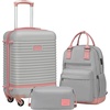 Coolife Luggage Set Carry On Suitcase,5 piece, Dark Green(DB/TB/20/24/28) | 360° Spinner Wheels;Convenient Trolley Sleeve;Water-Resistant Fabric;Fully-Lined Zipper Interior;Lightweight ABS(Gray+Pink)