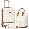 Coolife Luggage Set Carry On Suitcase,5 piece, Dark Green(DB/TB/20/24/28) | 360° Spinner Wheels;Convenient Trolley Sleeve;Water-Resistant Fabric;Fully-Lined Zipper Interior;Lightweight ABS(White)
