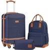 Coolife Luggage Set Carry On Suitcase,5 piece, Dark Green(DB/TB/20/24/28) | 360° Spinner Wheels;Convenient Trolley Sleeve;Water-Resistant Fabric;Fully-Lined Zipper Interior;Lightweight ABS(Navy)