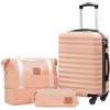 Coolife Luggage Set Hardside Suitcase,5 piece,Black(DB/TB/20/24/28) | Suitcase Set,5 Piece Carry on,TSA LOCK,360° Smooth Spinner Wheels,YKK Zippers,Smart Trolley Sleeve(Pink)