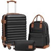 Coolife Luggage Set Hardside Suitcase,5 piece,Black(DB/TB/20/24/28) | Suitcase Set,5 Piece Carry on,TSA LOCK,360° Smooth Spinner Wheels,YKK Zippers,Smart Trolley Sleeve(Black)