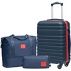 Coolife Luggage Set Hardside Suitcase,5 piece,Black(DB/TB/20/24/28) | Suitcase Set,5 Piece Carry on,TSA LOCK,360° Smooth Spinner Wheels,YKK Zippers,Smart Trolley Sleeve(Navy+Red)