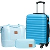 Coolife Luggage Set Hardside Suitcase,5 piece,Black(DB/TB/20/24/28) | Suitcase Set,5 Piece Carry on,TSA LOCK,360° Smooth Spinner Wheels,YKK Zippers,Smart Trolley Sleeve(Sky Blue)