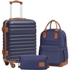 Coolife Luggage Set Hardside Suitcase,5 piece,Black(DB/TB/20/24/28) | Suitcase Set,5 Piece Carry on,TSA LOCK,360° Smooth Spinner Wheels,YKK Zippers,Smart Trolley Sleeve(Navy)