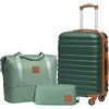 Coolife Luggage Set Hardside Suitcase,5 piece,Black(DB/TB/20/24/28) | Suitcase Set,5 Piece Carry on,TSA LOCK,360° Smooth Spinner Wheels,YKK Zippers,Smart Trolley Sleeve(Dark Green)
