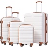 Coolife Luggage Set, Lightweight Durable Hardshell, 4 piece, Navy | suitcase set with 360° Spinner Wheels, TSA-approved Lock, Checked Family Travel, 16/20/24/28 Inch(Family Set-Apricot White)