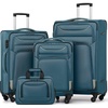 Coolife Softshell Luggage, TSA Lock, Spinner Wheels, 4-Piece Set with Tote | 1680D oxford cloth, 210D nylon lining, 4 spinner wheels, telescopic handle, IATA carry-on, aluminum handle, TSA lock(blue+sliver)