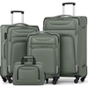 Coolife Softshell Luggage, TSA Lock, Spinner Wheels, 4-Piece Set with Tote | 1680D oxford cloth, 210D nylon lining, 4 spinner wheels, telescopic handle, IATA carry-on, aluminum handle, TSA lock(gray)