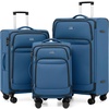 Coolife Upgraded Softside Luggage, TSA Lock, Spinner, 3-Piece 1800D Set | Upgraded base system, Premium Business Ultra-Quiet Dual Wheels, 1800D water-repellent fabric, TSA lock, multi-stage handle(Deep Blue)