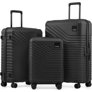 Coolife Luggage 3 Piece Set, Lightweight PC Hardside Suitcases, 20/24/28 | Expandable 20-Inch Carry-On, Dual Spinner Wheels, TSA-Approved Lock, Upgraded PC Hardshell, Durable Travel Suitcases(Black)