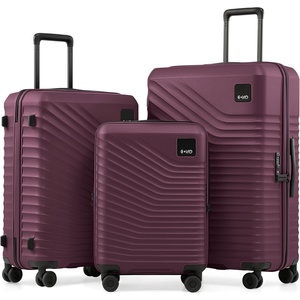 Coolife Luggage 3 Piece Set, Lightweight PC Hardside Suitcases, 20/24/28 | Expandable 20-Inch Carry-On, Dual Spinner Wheels, TSA-Approved Lock, Upgraded PC Hardshell, Durable Travel Suitcases(Dark Purple)