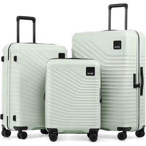 Coolife Luggage 3 Piece Set, Lightweight PC Hardside Suitcases, 20/24/28 | Expandable 20-Inch Carry-On, Dual Spinner Wheels, TSA-Approved Lock, Upgraded PC Hardshell, Durable Travel Suitcases(Light Green)