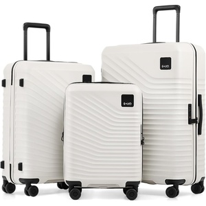 Coolife Luggage 3 Piece Set, Lightweight PC Hardside Suitcases, 20/24/28 | Expandable 20-Inch Carry-On, Dual Spinner Wheels, TSA-Approved Lock, Upgraded PC Hardshell, Durable Travel Suitcases(White)