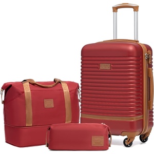 Coolife Luggage Set Carry On Suitcase,5 piece, Dark Green(DB/TB/20/24/28) | 360° Spinner Wheels;Convenient Trolley Sleeve;Water-Resistant Fabric;Fully-Lined Zipper Interior;Lightweight ABS(Red)