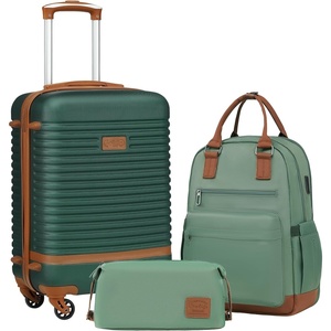 Coolife Luggage Set Carry On Suitcase,5 piece, Dark Green(DB/TB/20/24/28) | 360° Spinner Wheels;Convenient Trolley Sleeve;Water-Resistant Fabric;Fully-Lined Zipper Interior;Lightweight ABS(Dark Green)