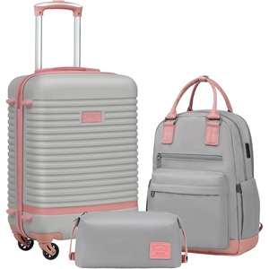 Coolife Luggage Set Carry On Suitcase,5 piece, Dark Green(DB/TB/20/24/28) | 360° Spinner Wheels;Convenient Trolley Sleeve;Water-Resistant Fabric;Fully-Lined Zipper Interior;Lightweight ABS(Gray+Pink)