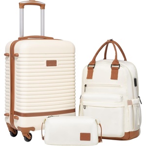 Coolife Luggage Set Carry On Suitcase,5 piece, Dark Green(DB/TB/20/24/28) | 360° Spinner Wheels;Convenient Trolley Sleeve;Water-Resistant Fabric;Fully-Lined Zipper Interior;Lightweight ABS(White)