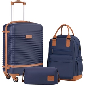 Coolife Luggage Set Carry On Suitcase,5 piece, Dark Green(DB/TB/20/24/28) | 360° Spinner Wheels;Convenient Trolley Sleeve;Water-Resistant Fabric;Fully-Lined Zipper Interior;Lightweight ABS(Navy)