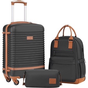 Coolife Luggage Set Carry On Suitcase,5 piece, Dark Green(DB/TB/20/24/28) | 360° Spinner Wheels;Convenient Trolley Sleeve;Water-Resistant Fabric;Fully-Lined Zipper Interior;Lightweight ABS(Black)