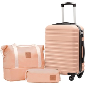 Coolife Luggage Set Hardside Suitcase,5 piece,Black(DB/TB/20/24/28) | Suitcase Set,5 Piece Carry on,TSA LOCK,360° Smooth Spinner Wheels,YKK Zippers,Smart Trolley Sleeve(Pink)