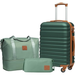 Coolife Luggage Set Hardside Suitcase,5 piece,Black(DB/TB/20/24/28) | Suitcase Set,5 Piece Carry on,TSA LOCK,360° Smooth Spinner Wheels,YKK Zippers,Smart Trolley Sleeve(Dark Green)