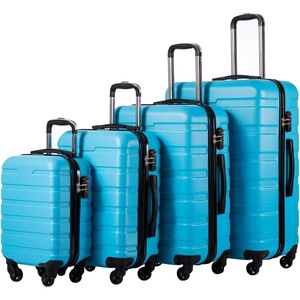 Coolife Luggage Set, Lightweight Durable Hardshell, 4 piece, Navy | suitcase set with 360° Spinner Wheels, TSA-approved Lock, Checked Family Travel, 16/20/24/28 Inch(Family Set-Blue)