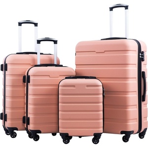 Coolife Luggage Set, Lightweight Durable Hardshell, 4 piece, Navy | suitcase set with 360° Spinner Wheels, TSA-approved Lock, Checked Family Travel, 16/20/24/28 Inch(Family Set-Sakura Pink)