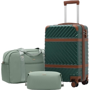 Coolife PC Hardshell Luggage, TSA Lock, Spinner Wheels, 3-Piece Set | 3-Piece/6-Piece Set, PC hardshell, multi-compartment + TSA lock, 360° spinner wheels, vintage design(Dark Green)
