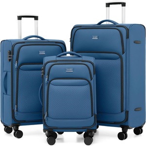 Coolife Upgraded Softside Luggage, TSA Lock, Spinner, 3-Piece 1800D Set | Upgraded base system, Premium Business Ultra-Quiet Dual Wheels, 1800D water-repellent fabric, TSA lock, multi-stage handle(Deep Blue)