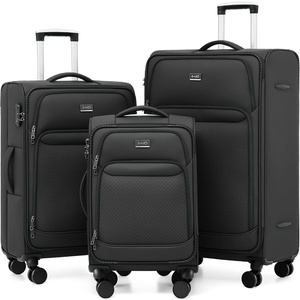 Coolife Luggage Sets 3 Piece Upgraded Softside Lightweight Dual Spinner(Black)