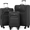 Coolife Luggage Sets 3 Piece Upgraded Softside Lightweight Spinner Luggage Set (Black, 3-Piece Set (20/24/28))