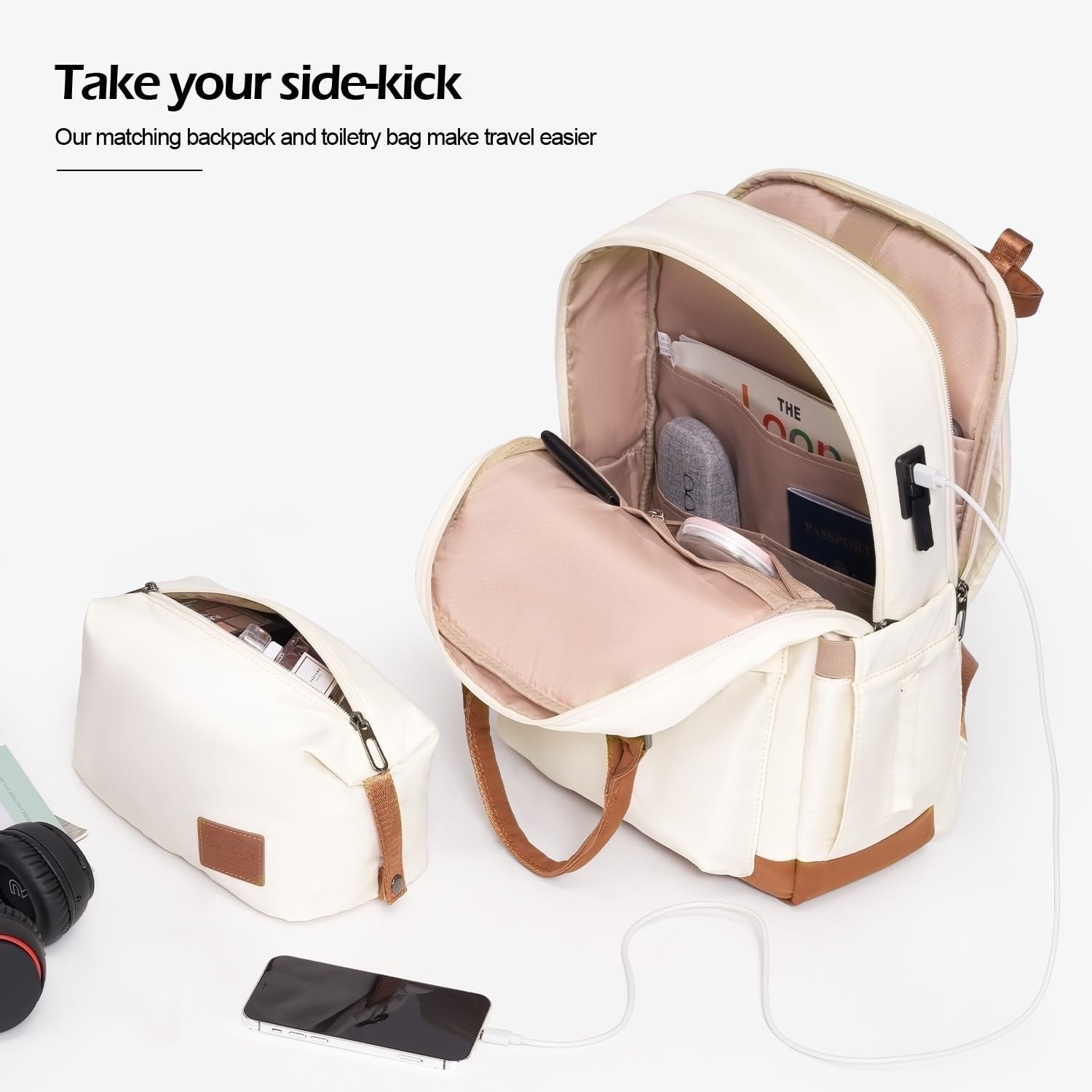 image:imageCoolife Luggage Set 3 Piece Luggage Set Carry On Suitcase Hardside Luggage with TSA Lock Spinner WheelsBlack 3 piece set DBTB20 Lightweight ABSPC Hardside Suitcase TSAApproved Lock Travel Duffel Bag with Back Sleeve Toiletry Bag WaterResistantWhite