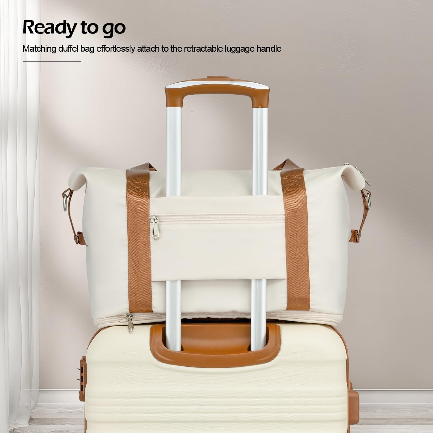 image:imageCoolife Luggage Set 3 Piece Luggage Set Carry On Suitcase Hardside Luggage with TSA Lock Spinner WheelsBlack 3 piece set DBTB20 Lightweight ABSPC Hardside Suitcase TSAApproved Lock Travel Duffel Bag with Back Sleeve Toiletry Bag WaterResistantWhite