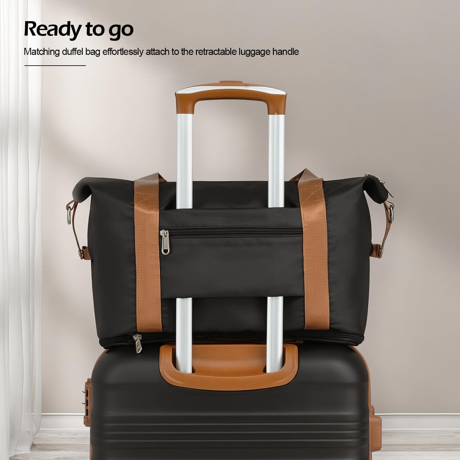 image:imageCoolife Luggage Set 3 Piece Luggage Set Carry On Suitcase Hardside Luggage with TSA Lock Spinner WheelsBlack 3 piece set DBTB20 Lightweight ABSPC Hardside Suitcase TSAApproved Lock Travel Duffel Bag with Back Sleeve Toiletry Bag WaterResistantBlack