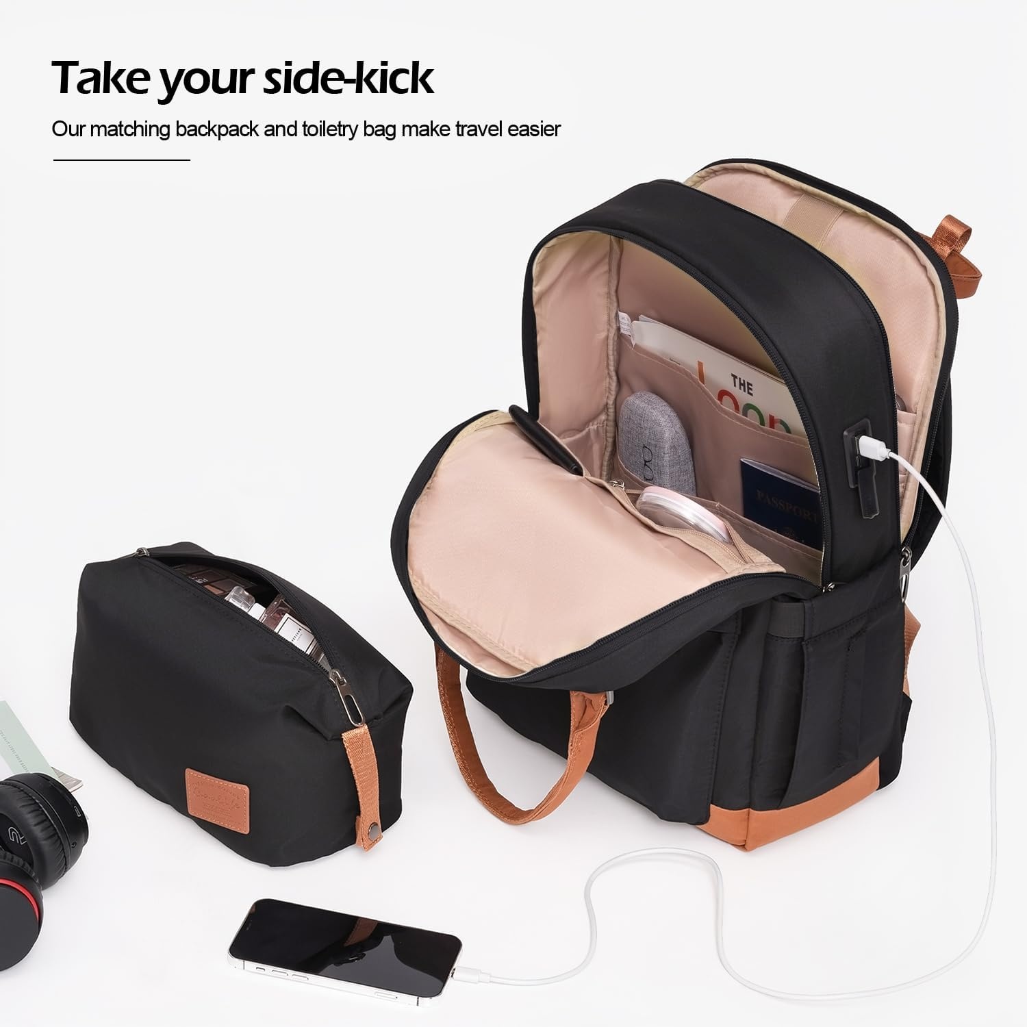 image:imageCoolife Luggage Set 3 Piece Luggage Set Carry On Suitcase Hardside Luggage with TSA Lock Spinner WheelsBlack 3 piece set DBTB20 Lightweight ABSPC Hardside Suitcase TSAApproved Lock Travel Duffel Bag with Back Sleeve Toiletry Bag WaterResistantBlack