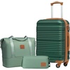 Coolife Luggage Set 3 Piece Luggage Set Carry On Suitcase Hardside Luggage with TSA Lock Spinner Wheels(Black, 3 piece set (DB/TB/20)) | Lightweight ABS+PC Hardside Suitcase, TSA-Approved Lock, Travel Duffel Bag with Back Sleeve, Toiletry Bag, Water-Resistant(Dark Green)