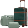Coolife Luggage Set Suitcase Carry On Luggage PC Hardshell Luggage TSA Lock Spinner Wheels Telescopic Handle | PC hardshell, multi-compartment + TSA lock, 360° spinner wheels, telescopic handle, vintage design(Dark Green)