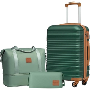 Coolife Luggage Set 3 Piece Luggage Set Carry On Suitcase Hardside Luggage with TSA Lock Spinner Wheels(Black, 3 piece set (DB/TB/20)) | Lightweight ABS+PC Hardside Suitcase, TSA-Approved Lock, Travel Duffel Bag with Back Sleeve, Toiletry Bag, Water-Resistant(Dark Green)